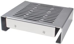 Aluminum Stand with Cooling Fan, Compatible with Mac mini & Apple TV 4K/HD - Desktop Organizer for Router, Switch, TV Box, Mini PC - Heat Dissipation Design for Home/Office Use (Silver)