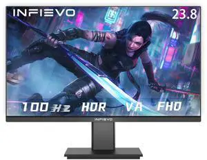 INFIEVO Gaming Monitor 23.8 Inch Full HD 1080p VA Display 100Hz with HDMI, VGA, Frameless, VESA Mountable, Ergonomic Tilt, Ultra-Thin Eye Care PC Monitor