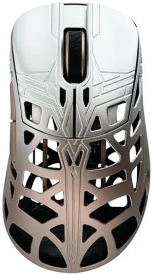 KEEBMONKEY WLMOUSE Sword X Lightweight Magnesium Alloy Wireless Gaming Mouse - 8KHz Polling Rate, PAW3950 HS Sensor, 50-30000 DPI, OM & TTC Switches (OM Opticals, Silver&Coffee)