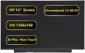 Jxjslp Replacement 14 inch LCD Screen for HP Chromebook 14 G6 G7 Series Laptop Non-Touch Screen HD 1366x768 30 Pin LCD LED Display