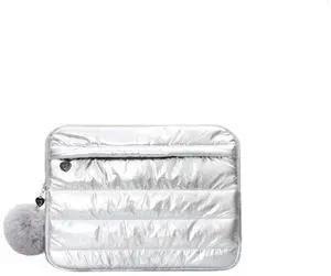 Le Duo Chic 16 inch Cloud Puffer Laptop Sleeve in Silver