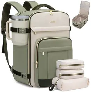 LOVEVOOK 50L Travel Backpack for Women & Men - 18 Inch Carry On Backpack & Personal Item Backpack for Airlines, Spacious and Durable Design, with 3 Packing Cubes