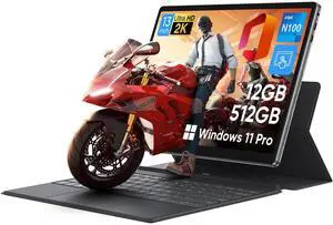 MARGOLAI 2-in-1 Laptop/Tablet Computer with Keyboard, 13" 2K (2160x1440) IPS Touchscreen, 12GB RAM 512GB NVMe SSD, N100 Quad-Core Processor, Win 11, 2.4/5G WiFi/BT5.0, Full-Featured USB-C