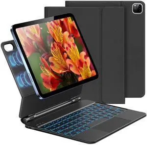 MIYOUKE Keyboard Case for iPad Pro 5th Gen 11-inch, with 7-Color Backlit Magic Keyboard and Multi-Touch Trackpad (Black)