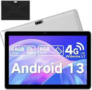 NINTAUS Android Tablet 10.1 Inch, 4G Cellular Tablets with SIM Card Slot (Supports Calling & Texting), 5G WiFi Tablet with Case, 6GB+64GB+TF Expand, HD IPS Touchscreen, Dual Cameras, BT 5.0