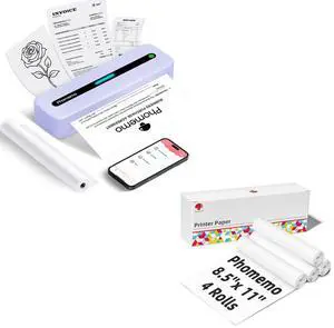 Phomemo M832 Bluetooth Portable Thermal Printer & 4 Rolls 8.5 x 11 Inch Thermal Printer Paper US Letter Size