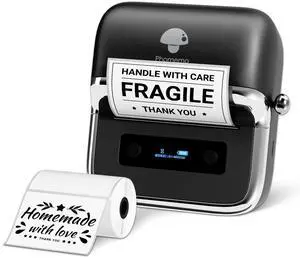 Phomemo M250 3 Inch Label Maker Machine with Tape, 2025 Upgrade Portable Barcode Label Printer for Business, Home, Logo Label, Thermal Address Label Maker with 100 Labels, 40x30mm