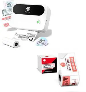Phomemo M421 Label Maker, Label Printer for Warning Stickers Fragile Labels, with 1.97" x 3.15" (50x80mm) Red & Black Color Thermal Sticker Labels for Barcode, Address, Home, Business