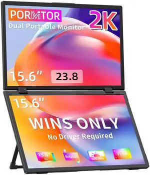 2K Laptop Screen Extender, 15.6" Triple Laptop Screen Extender(Wins Only), Foldable Dual Monitors HDMI USB-C Stacked Triple Portable Monitor 180degRotation, Plug & Play for Laptops PC Phone
