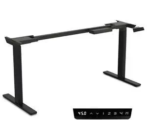 Ansel Dual Electric Motor Desk Frame, 2-Stage Reverse Column Height Adjustable, Home Office Computer Workstation Sit Standing, Memory Keypad, 300lbs Capacity, for tops up to 24"x70", Black-Frame Only