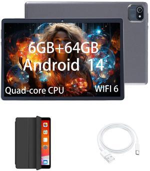 redbeat Gaming Tablet Android 14 Tablets 10 inch,A5 Quad-Core Processor, 6GB RAM 64GB ROM 1TB Expand, 1280x800 HD LCD Touch Screen, Dual Camera, WiFi 6.0, Bluetooth 5.0, 6000mAh Battery, Tablet Case