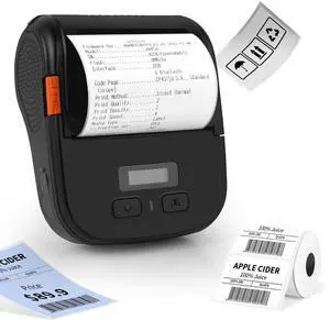Rongta Bluetooth Label Maker Machine with Tape, Portable Thermal Printer for Small Business,Waterproof Label, Inkless Labeler for Home, Kitchen, School, Office Organization, Black