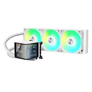 TRYX Panorama 360 ARGB White 360mm AIO 6.5'' AMOLED Curved Screen 3D Anamorphic Effect Customizable AIO Cooler 360mm Asetek 8th Gen V2 320w TDP Magnetic ARGB Fan Intel LGA 1851/1700 AMD AM5/AM4