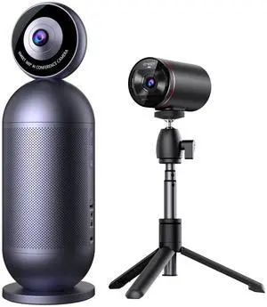 EMEET Meeting Capsule Pro Room Kit, Dual 4K Lenses 360deg Auto-Tracking Speakers Video Conference Camera w/ 10 Mics 10W Speaker, 1080P Co-Webcam for Whiteboard Detection&Correction, for 10 People