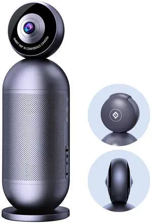 EMEET Meeting Capsule Pro, Dual 4K Lenses 360deg Auto-Tracking Speakers Video Conference Camera w/ 10 Mics 10W Speaker, AI auto Voice/Face/Figure Tracked, for 10 People
