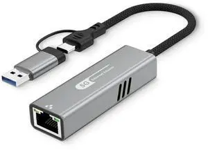 IDiSONCABLE USB to Ethernet Adapter 5Gbps, Aluminum Driver Free USB-C to RJ45 5000Mbps Gigabit Ethernet LAN Network Adapter for iPhone 16,iPad,Galaxy S25,Switch,Laptop,PC, MacBook,Windows,MacOS,Linux