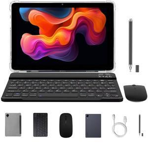 Android Tablet 10inch with Keyboard 4G LTE Dual SIM Octa-Core Processor 8GB RAM 128GB ROM 1TB Extended, Full HD IPS Touchscreen Dual Camera,WiFi/Bluetooth Gaming Tablet with Leather Case Mouse Stylus
