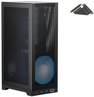 ShinySnake L300 Ultra-Compact ITX Case - 8.5L Portable Gaming Chassis, High Airflow Mesh Side Panels, 325mm GPU & SFX PSU Support, Includes Special-Designed PCIe Riser 4.0 & DP 1.4 Cable, Black