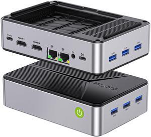 GMKtec Mini PC NAS, G9 Intel N150 Dual Boot Linux Desktop Computer 12GB DDR5 64GB EMMC M.2 SSD, 4*M.2 NVMe Slots, Dual NIC 2.5GbE, USB-C/USB 3.2 10Gbps, Network Attached Storage
