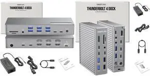 Thunderbolt 4 Docking Station Bundle - Dual 20-Port Docks with DisplayLink MST, 40Gbps Speed, 90W Charging, Single & Multi 8K/4K Display Support - Compatible with MacBook, Windows 10/11, Dell, HP, Len