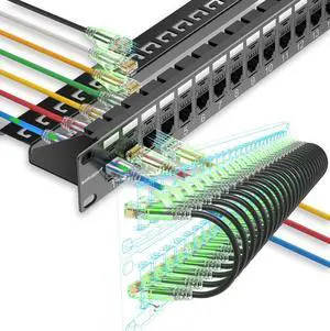 Sokqovt Patch Panel 24 Port Cat6 with Coupler Keystone and 24 Pack Patch Cable