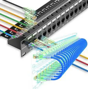 Sokqovt Patch Panel 24 Port Cat6 with Coupler Keystone and 24 Pack Patch Cable Sokqovt Patch Panel 24 Port Cat6 with Coupler Keystone and 24 Pack Patch Cable
