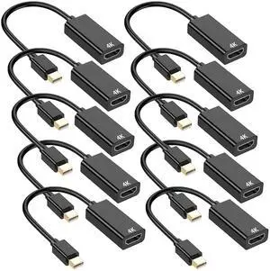 SROMGEE 10Pack Mini DisplayPort to HDMI Adapter, 4K Mini DP (Thunderbolt) to HDMI Converter Male to Female Compatible for iMac, MacBook Pro/Air for Monitor, Projector