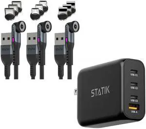 Statik 360 3 Pack Charging Cable (3ft) & GaN Charger (100W)