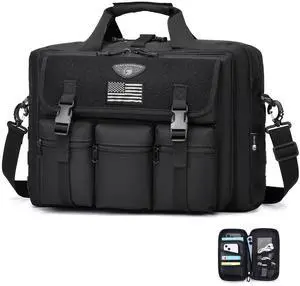 Large Tactical Laptop Bag for Men, Military 17.3 Inch Computer Bag Briefcase with Passport Wallet, Carry on Messenger Bag