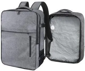 SUOCO Travel Vacuum Backpack, 60L Seal Compression Air Vac Bag Back Pack with Travel Pump, Carry On Suitcase Luggage Flight Approved for Men Women Personal Item, Grey