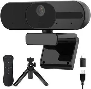 4K Webcam with Speaker and 4 AI Noise-Cancelling Mics, Wide Angle PC Cameras with Remote, Auto Focus, Privacy Cover, Tripod, Great for Computer, Zoom, Skype, Teams, Laptop, Personal Video Calling
