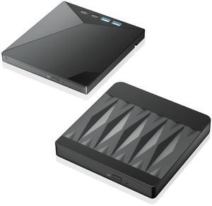 2 Pack External Blu-Ray Drive and External CD DVD Drive, USB 3.0 and Type-C Compatible Read and Burner Blu Ray Burner Reader Rewriter Writer Disk Duplicator Compatible for Latptop PC Windows XP/7/8/10