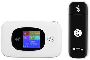 VSVABEFV Bundle of 4G LTE Mobile Router and 4G LTE USB Modem WiFi Dongle Mini Portable Mobile WiFi Hotspot Router