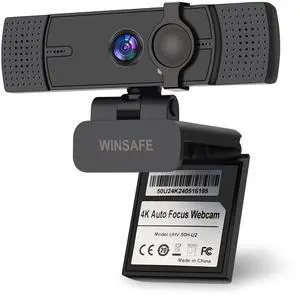 WINSAFE 4K Webcam for PC, 4K UHD Video Calling, PDAF AutoFocus, Dual Noise-Canceling Microphones, 70deg FOV, 1080P@60FPS, Privacy Cover, USB Plug&Play, Works with Teams, Zoom, OBS, Skype, Google Meet WINSAFE 4K Webcam for PC, 4K UHD Video Calling, PDAF AutoFocus, Dual Noise-Canceling Microphones, 70deg FOV, 1080P@60FPS, Privacy Cover, USB Plug&Play, Works with Teams, Zoom, OBS, Skype, Google Meet