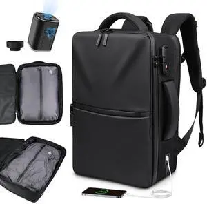 Zurligi Vacuum Backpack Travel - 70L Expandable Travel Backpack, Vacuum Compression Bag with Air Pump, USB Charging Port, Waterproof, TSA Lock, for Laptop, Business, College, Camping, Weekender