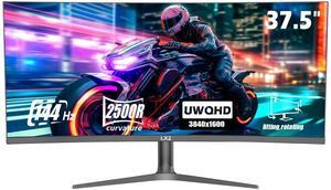 LXZ Curved Gaming Monitor 37.5 inch, 144hz Monitor, 3840 * 1600P, 2500R, VA Display, Eye Care, DP/HDMI, Wall Mount Compatible - Black