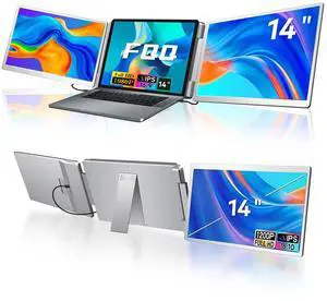 FQQ Laptop Screen Extender, 14-inch FHD 1200P IPS Triple Screen Laptop Monitor Extender Fits 1216.5 inch, Portable Monitor Compatible with Windows and MacBook, Gray