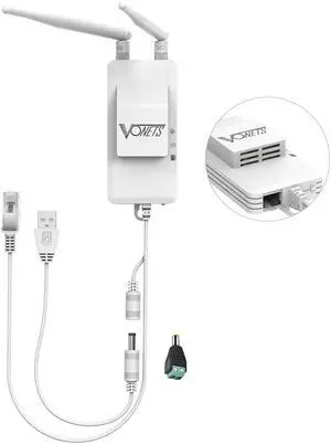 VONETS 5GHz Industrial Mini WiFi Router Bridge Repeater, WiFi to Ethernet Adapter, Wireless Bridge Converts RJ45 Connection to Wireless, 2 External Antennas, DC/USB, VAP11S-5G with Smart Cooling Fan