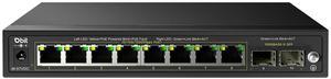 DBIT 10-Port Gigabit Network Switch with 8 PoE+ Ports @125W with 2 Combo SFP Slots, Unmanaged PoE Switch, 802.3af/at Compliant, Desktop/Wall-Mount, Plug & Play, VLAN Mode, Metal Case Fanless (WS2082A)