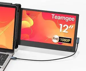 Teamgee Laptop Screen Extender, 12" Portable Monitor for Laptop FHD 1080P Glare-Free IPS Dual Screen, Works with Mac Windows Android Chrome Linux, Fits 13"~16.5" Laptops, Built-in Speakers & HDR