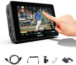 Camera Monitor, 2000nits Ultra-Bright 5.5 Inch Touch Control Screen with HDMI 2.0 3G-SDI Input Output LANC 3D-LUT Waveform Histogram, HT5S