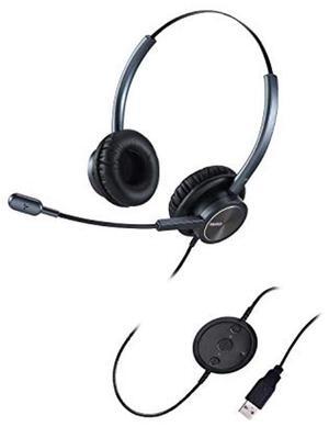 USB Headset with Noise Cancelling Microphone & Mic Mute, Stereo Computer Headphone for Call Center Office Business PC Softphone Calls Microsoft Teams Skype Chat, Clear Voice for Voice Recognition