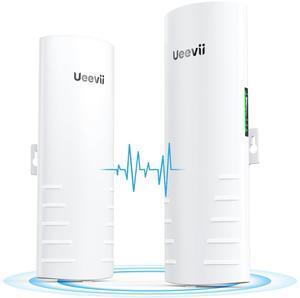 Wireless Bridge for Easy Network Expansion,5.8G Point to Point Extending Wi-Fi to Outbuildings,Outdoor Wi-Fi Network Bridge W/ 1000Mbps RJ45Port and 16dBi Antenna,PoE Powered, IP65 Waterproof, 2-Pack