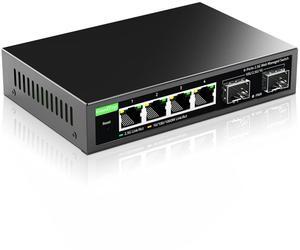 GoodTop 6 Port 2.5Gb Managed Switch,4 x 2.5GbE Ports,2 x 10G SFP+,2.5G Switch Web Managed with Static Link Aggregation/VLAN/QOS, Metal Fanless Home Lab Network Switch
