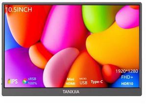 TANXJIA 10.5 inch Portable Monitor/1920x1280P FHD IPS Screen USB-C Second External Monitor for Laptop,Gaming,Travel & Work,Ultra-Thin Mobile Monitor 420cd/m2 Brightness/100% AdobeRGB