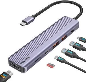Type C USB Hub, 10Gbps USB C Hub, USB Splitter with 1 Type C 3.2 and 2 USB A 3.2 Data Ports, 4K@60HZ HDMI, 100W PD, Micro SD 3.0 Card Reader, for MacBook, Mac mini, XPS, Laptop and Smartphone