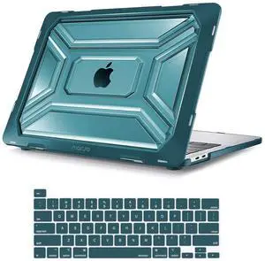 MOSISO Compatible with MacBook Pro 13 inch Case M2 2025 2024 2023 2022 2021 2020 A2338 M1 A2289 A2251 with Touch Bar, Heavy Duty Plastic Hard Shell Case with TPU Bumper&Keyboard Cover, Deep Teal