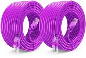 Maximm Cat 6 Ethernet Cable 50 ft (2-Pack) - High-Speed LAN Cable, Internet Cable, Patch Cable, and Network Cable - UTP, 10Gbps, 550MHz Cat6 Cable - Purple