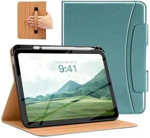 MoKo for New iPad (A16) 11th Generation Case 11-inch 2025, iPad 10th Generation Case 10.9" 2022 with Pencil Holder & Pocket, Premium Leather Folio Stand Cover, Multiple Viewing Angles, Turquoise