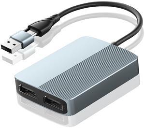 Weton USB C/USB 3.0 to Dual HDMI Adapter, USB to HDMI Splitter for Dual Monitors Extended Display Adapter for Windows Mac OS,1080p@60Hz Universal Video Graphics Adapter